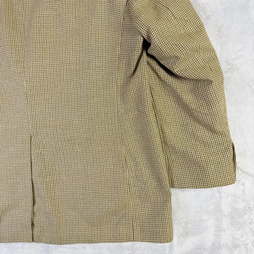 Lauren Ralph Lauren Blazer Mens 46R Tan Brown Silk Wool Houndstooth Sport Coat